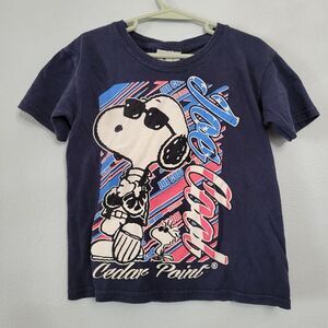 Vintage Snoopy Woodstock Joe Cool Cedar Point Amusement Park T-Shirt Kids XS